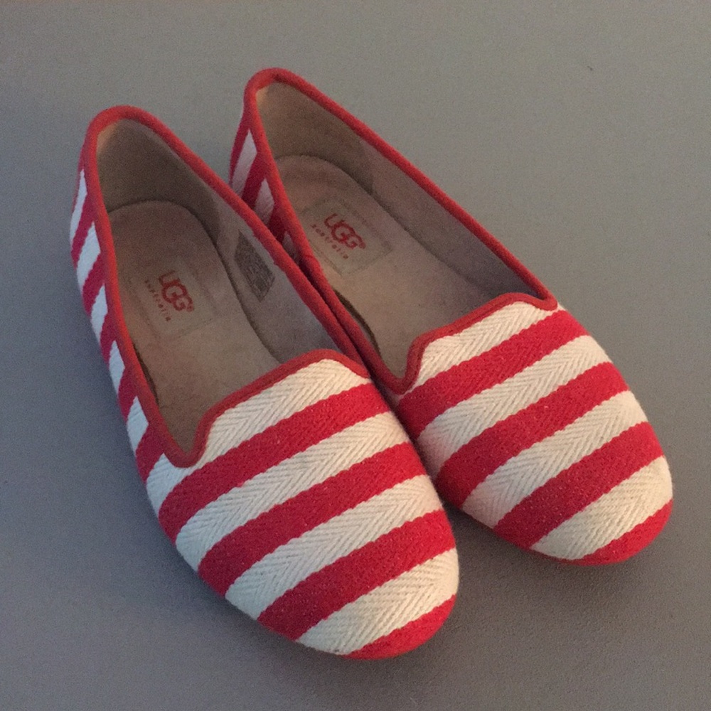 UGG Red and White Striped Flats